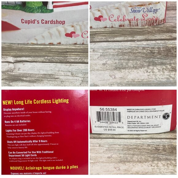 Dept 56 Cupid's Cardshop Ceramic Valentine's House in Box w/FLAWS - Picture 9 of 16